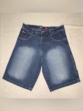 Southpole Baggy Y2K Red Tab Jean Shorts Size 34